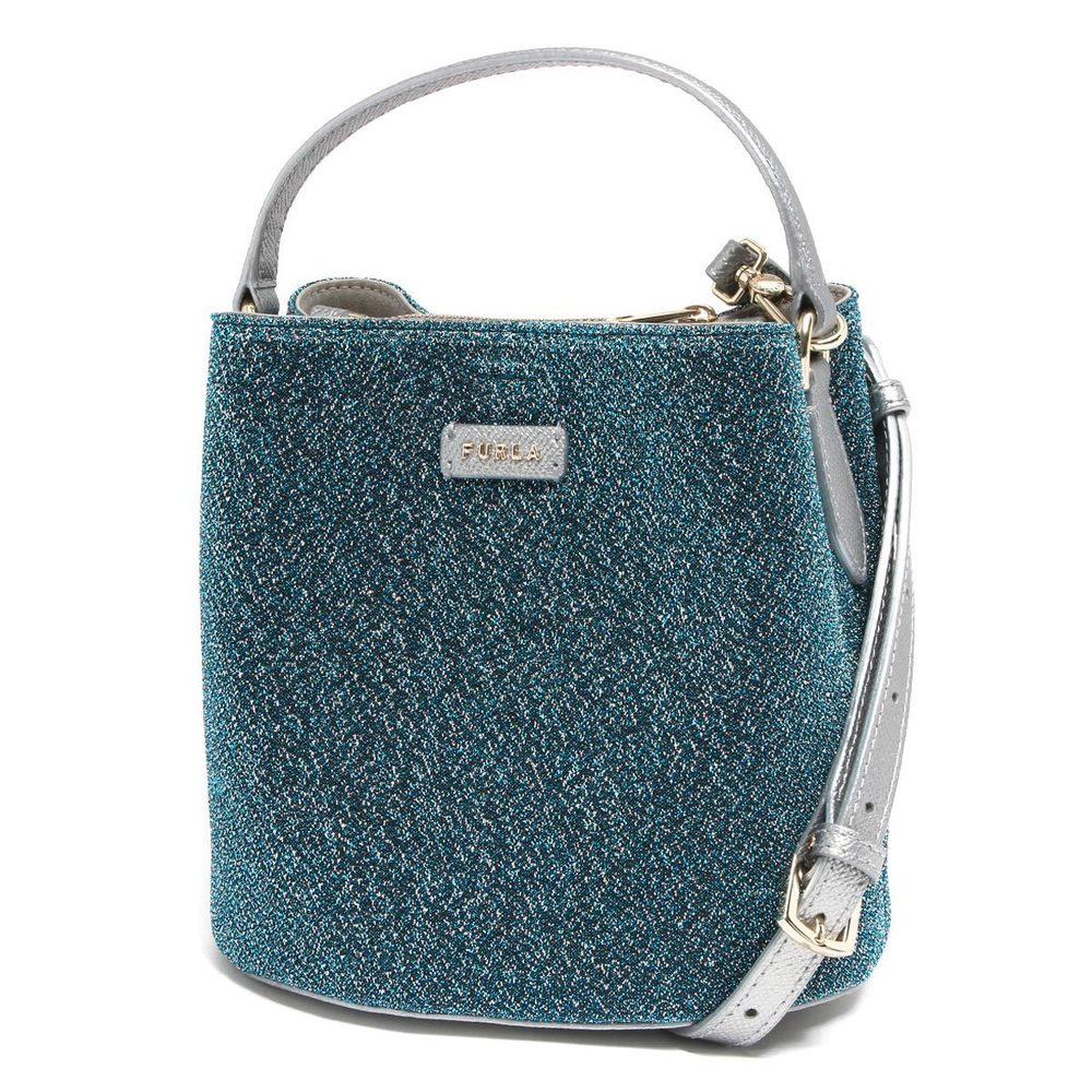 Furla Shoulder Bag Bucket Crossbody Danae Mini Lam Ice Blue Silver